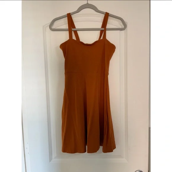 burnt orange skater dress Bright Orange Dress White Frill Detail Pleated Skater Dress Burnt Orange  Abstract Print Wrap Over High Low Frill Hem Midi
